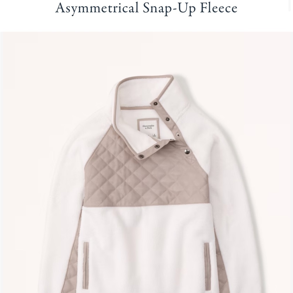 Abercrombie asymmetrical snap fleece white size small